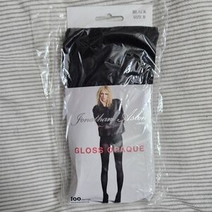 Jonathan Aston 100 Gloss Opaque Tights in Black Size M